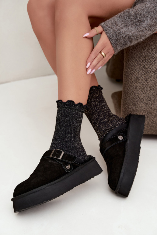 Botas de nieve de ante sintético negras con plataforma y hebillas Big Star UU274698