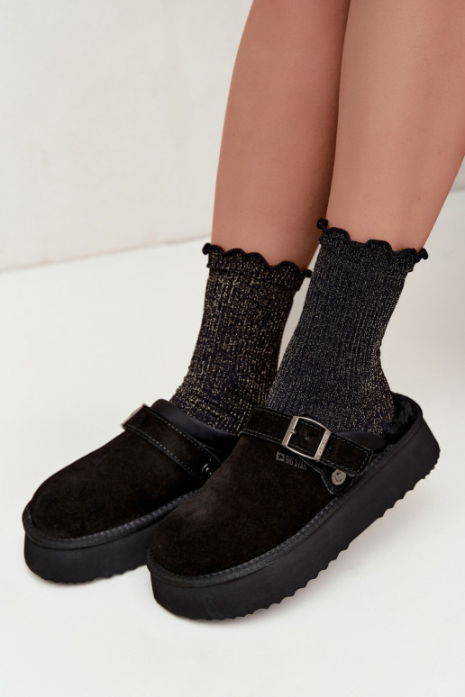 Botas de nieve de ante sintético negras con plataforma y hebillas Big Star UU274698