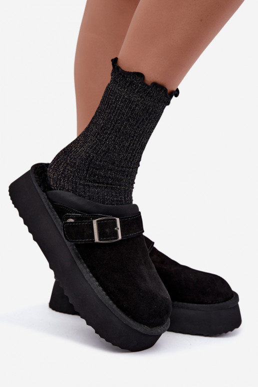 Botas de nieve de ante sintético negras con plataforma y hebillas Big Star UU274698
