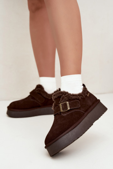 Botas de nieve de ante sintético con plataforma Big Star UU274319 CzekoladoĮe 2