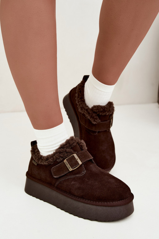 Botas de nieve de ante sintético con plataforma Big Star UU274319 CzekoladoĮe