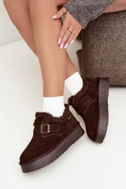 Botas de nieve de ante sintético con plataforma Big Star UU274319 CzekoladoĮe