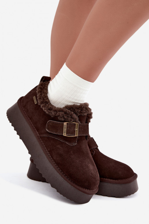 Botas de nieve de ante sintético con plataforma Big Star UU274319 CzekoladoĮe
