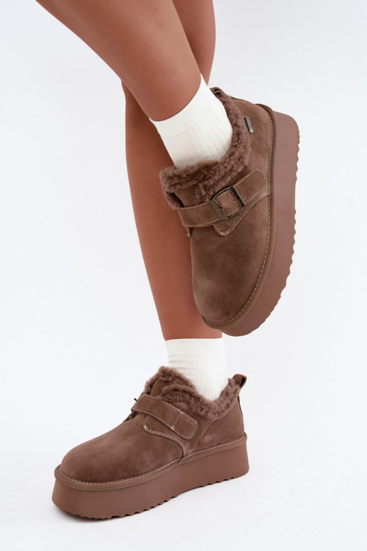 Botas de nieve de ante sintético color arena con plataforma Big Star UU274318