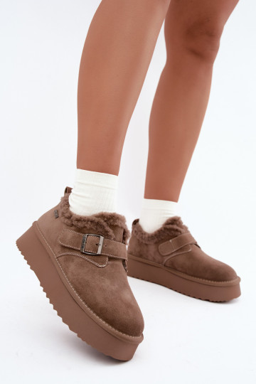 Botas de nieve de ante sintético color arena con plataforma Big Star UU274318 2