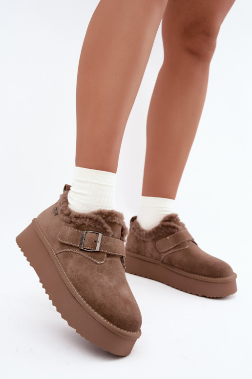 Botas de nieve de ante sintético color arena con plataforma Big Star UU274318