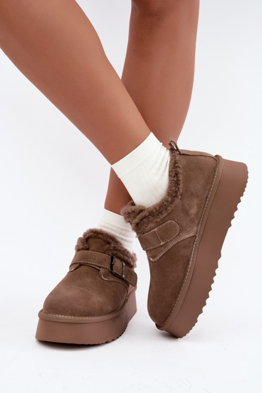 Botas de nieve de ante sintético color arena con plataforma Big Star UU274318