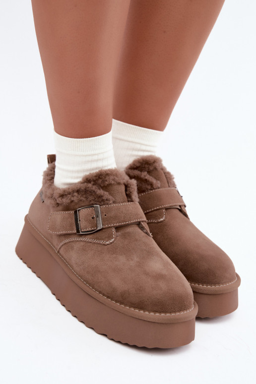 Botas de nieve de ante sintético color arena con plataforma Big Star UU274318