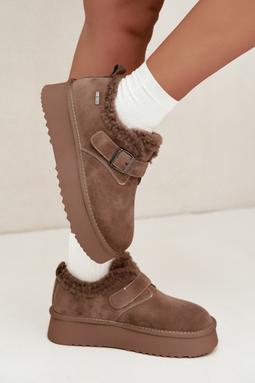 Botas de nieve de ante sintético color arena con plataforma Big Star UU274318