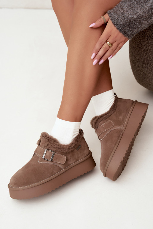 Botas de nieve de ante sintético color arena con plataforma Big Star UU274318