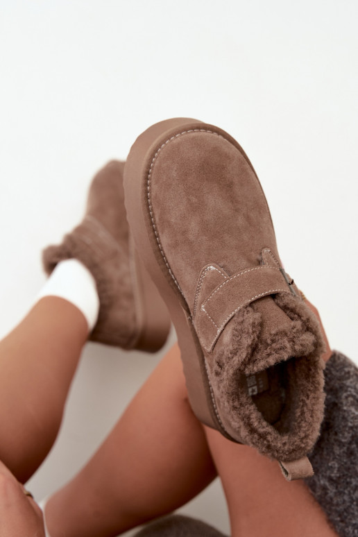 Botas de nieve de ante sintético color arena con plataforma Big Star UU274318