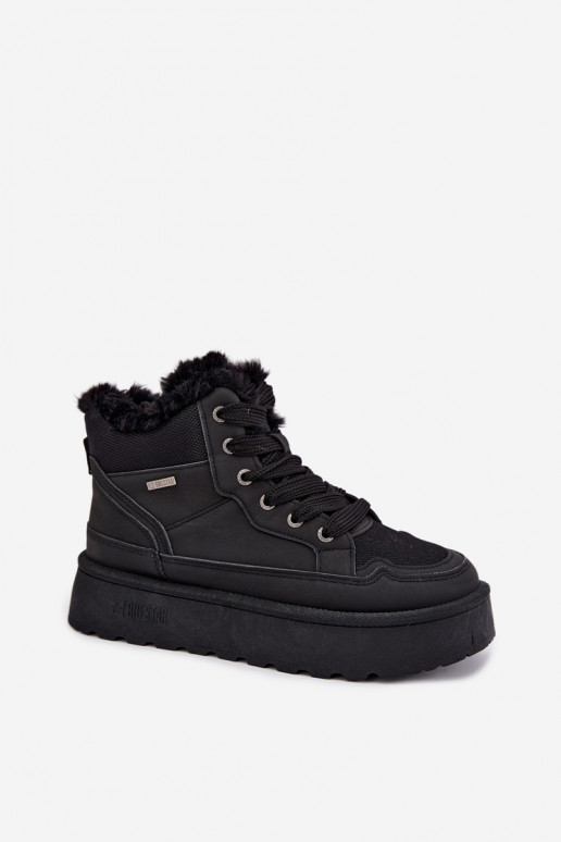 Botas de nieve negras para mujer con cordones y piel Big Star UU274167