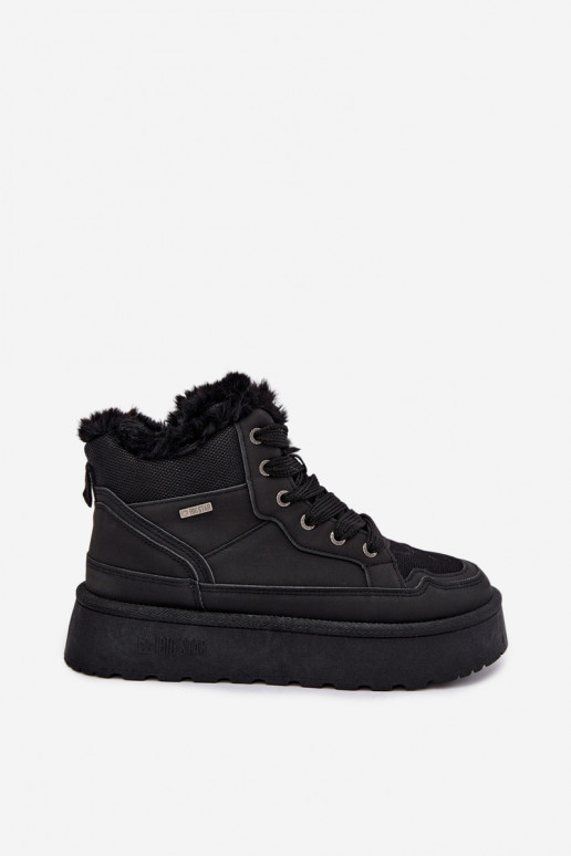 Botas de nieve negras para mujer con cordones y piel Big Star UU274167