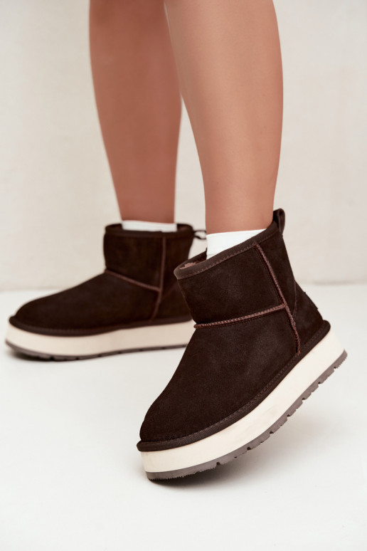 Botas de nieve de ante sintético con piel en el interior Big Star UU274693 CzekoladoĮe