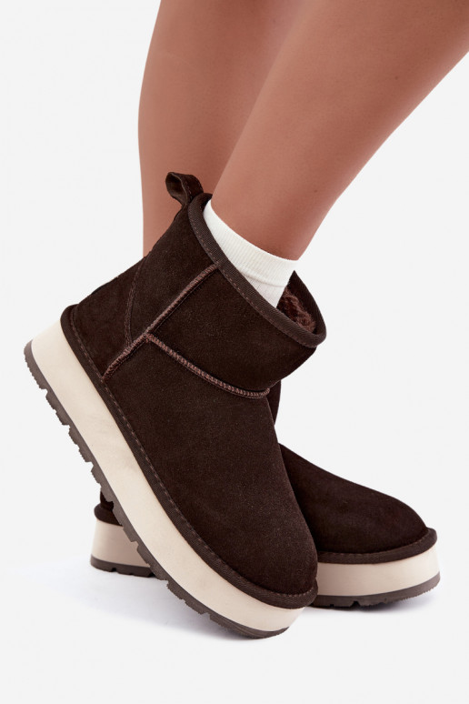 Botas de nieve de ante sintético con piel en el interior Big Star UU274693 CzekoladoĮe