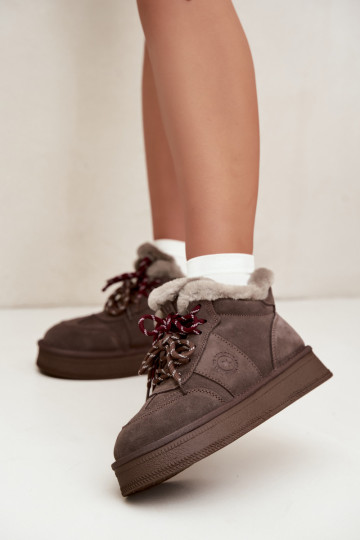Botas de nieve para mujer de ante sintético con cordones Big Star UU274313 color marrón 2