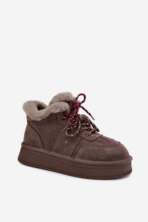 Botas de nieve para mujer de ante sintético con cordones Big Star UU274313 color marrón