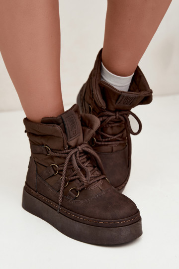 Botas de invierno con cordones y plataforma Big Star UU274191 color chocolate