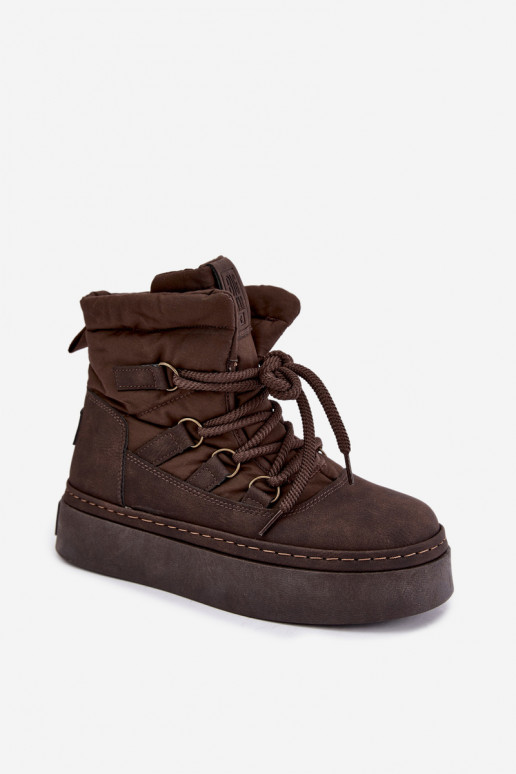 Botas de invierno con cordones y plataforma Big Star UU274191 color chocolate