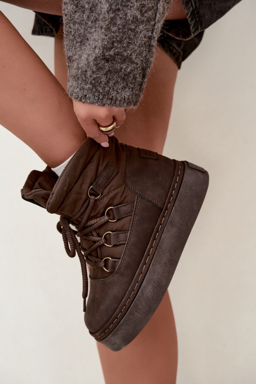 Botas de invierno con cordones y plataforma Big Star UU274191 color chocolate