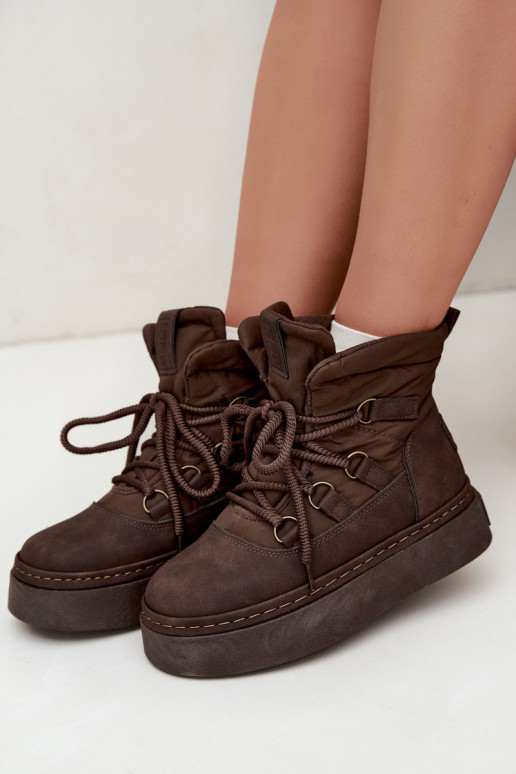 Botas de invierno con cordones y plataforma Big Star UU274191 color chocolate