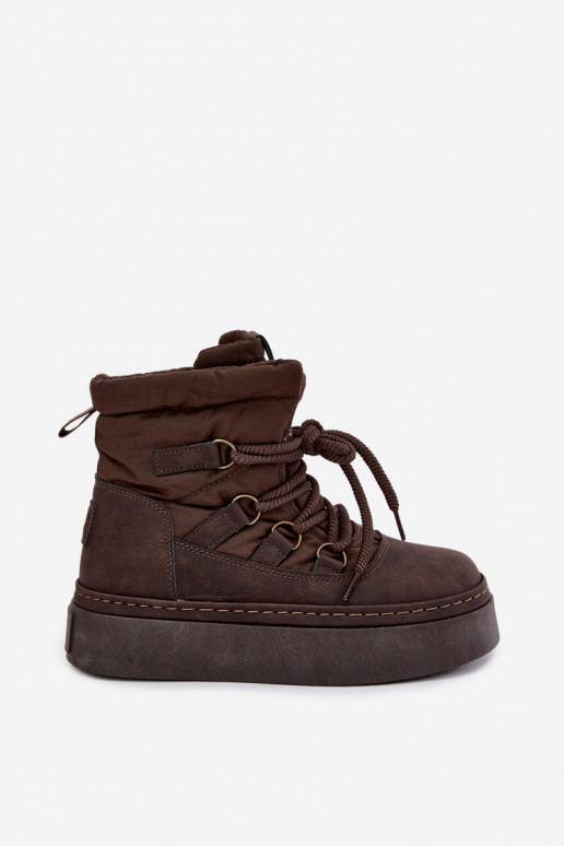 Botas de invierno con cordones y plataforma Big Star UU274191 color chocolate