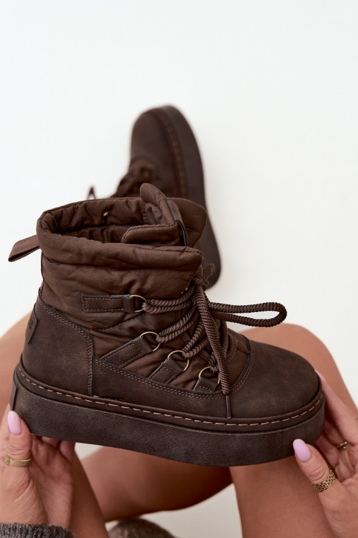 Botas de invierno con cordones y plataforma Big Star UU274191 color chocolate