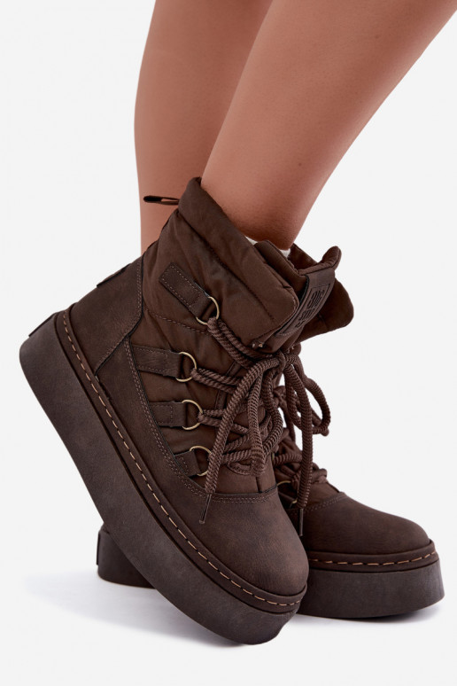 Botas de invierno con cordones y plataforma Big Star UU274191 color chocolate