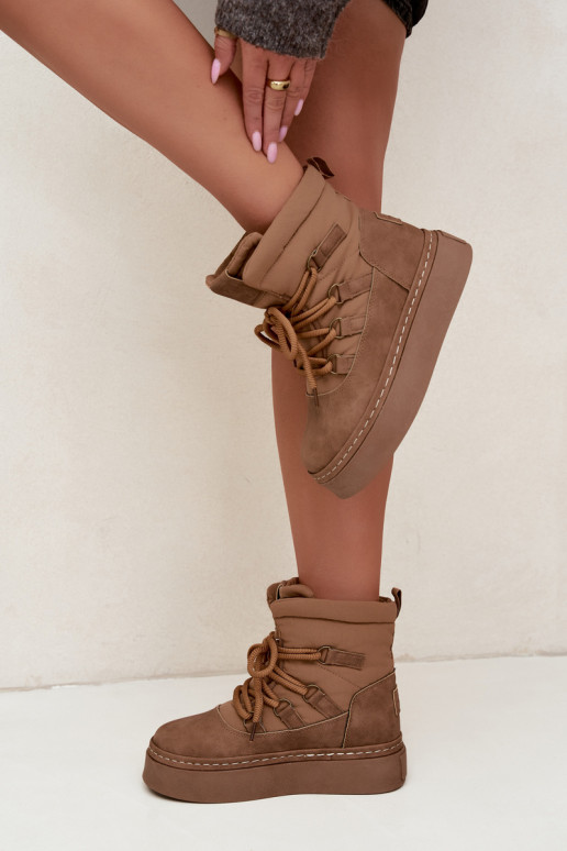 Botas de invierno con cordones y plataforma Big Star UU274190 color marrón