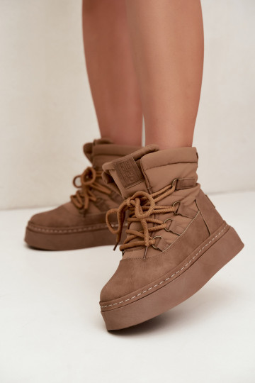 Botas de invierno con cordones y plataforma Big Star UU274190 color marrón 2