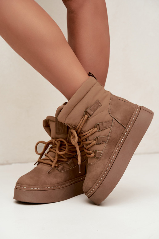 Botas de invierno con cordones y plataforma Big Star UU274190 color marrón