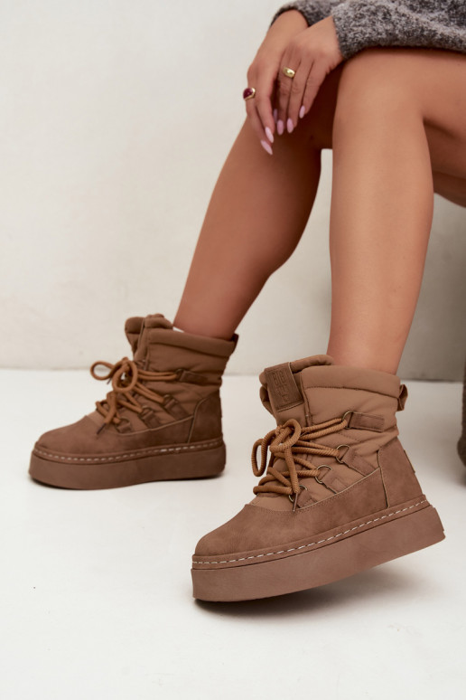 Botas de invierno con cordones y plataforma Big Star UU274190 color marrón