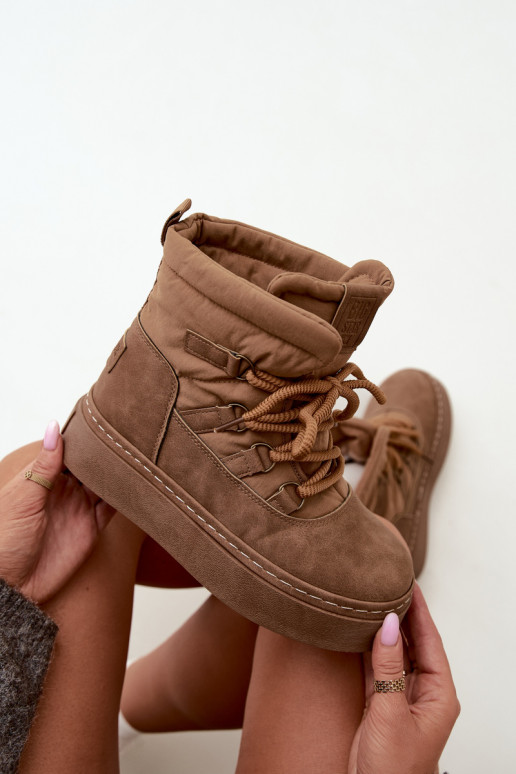 Botas de invierno con cordones y plataforma Big Star UU274190 color marrón