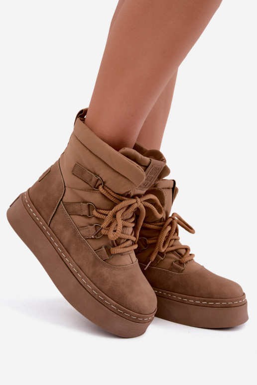 Botas de invierno con cordones y plataforma Big Star UU274190 color marrón
