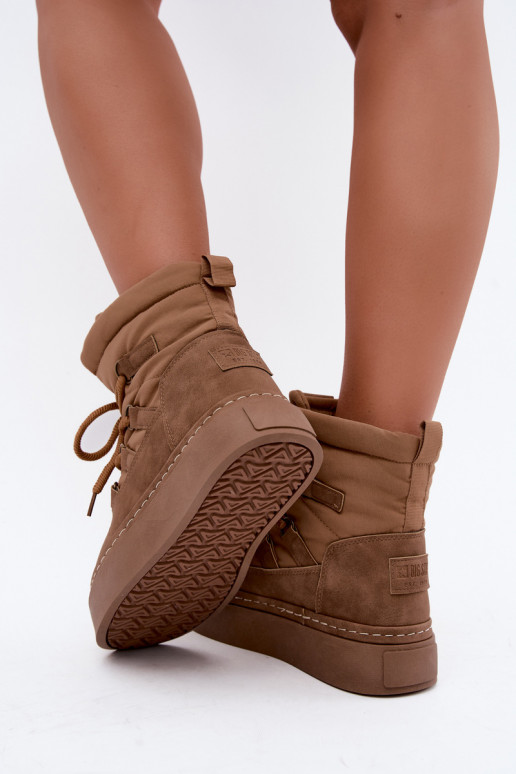 Botas de invierno con cordones y plataforma Big Star UU274190 color marrón