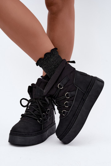 Botas de invierno con cordones y plataforma Big Star UU274189 color negro 2