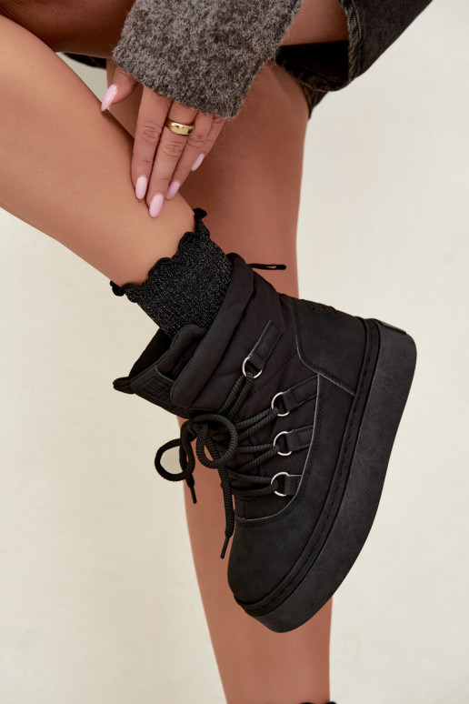 Botas de invierno con cordones y plataforma Big Star UU274189 color negro