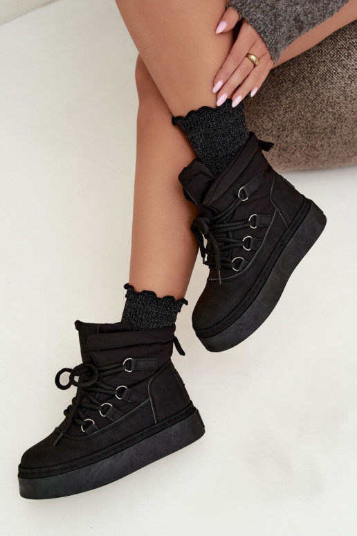 Botas de invierno con cordones y plataforma Big Star UU274189 color negro