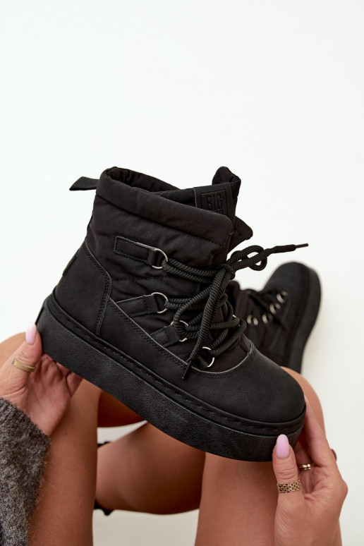 Botas de invierno con cordones y plataforma Big Star UU274189 color negro