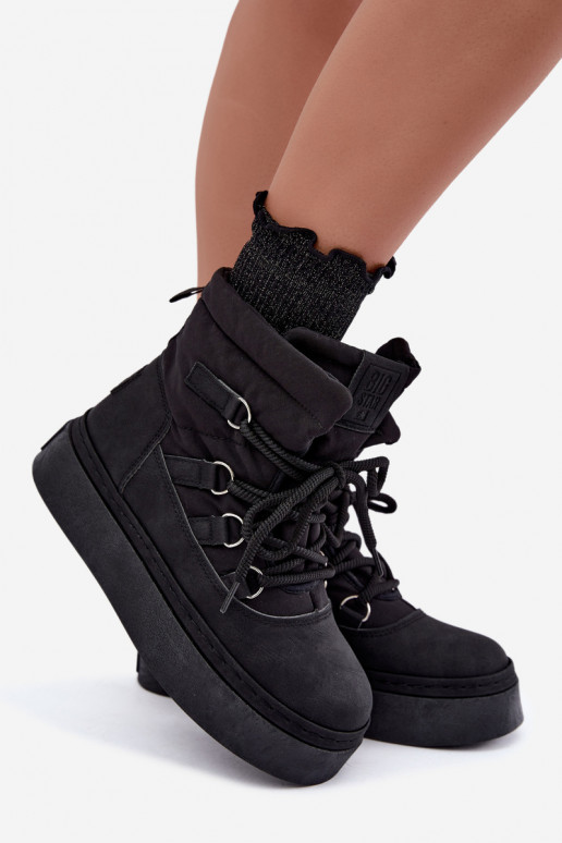 Botas de invierno con cordones y plataforma Big Star UU274189 color negro