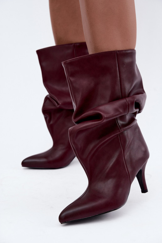 Botines slouchy con tacón burdeos Gelra