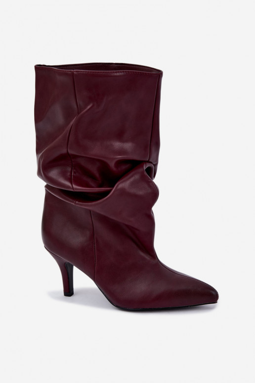 Botines slouchy con tacón burdeos Gelra