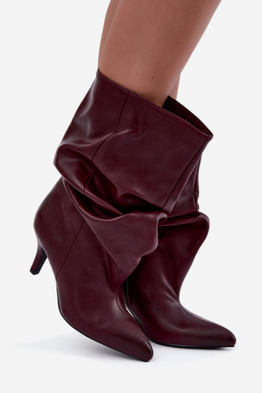 Botines slouchy con tacón burdeos Gelra