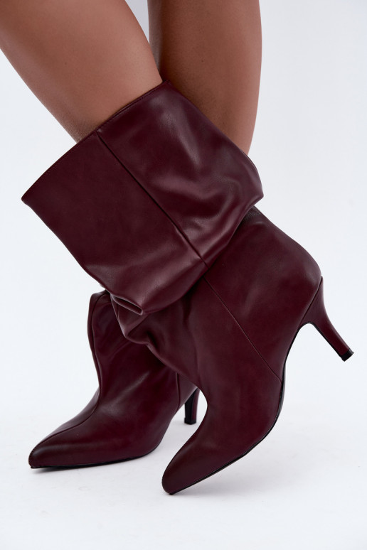 Botines slouchy con tacón burdeos Gelra