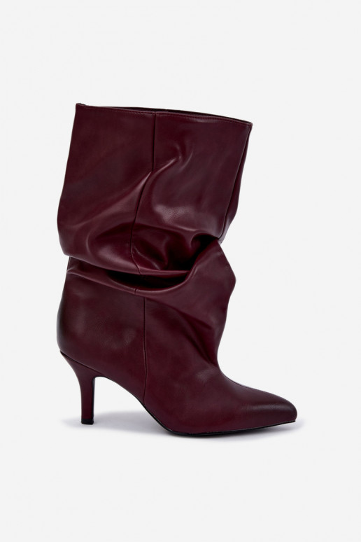 Botines slouchy con tacón burdeos Gelra