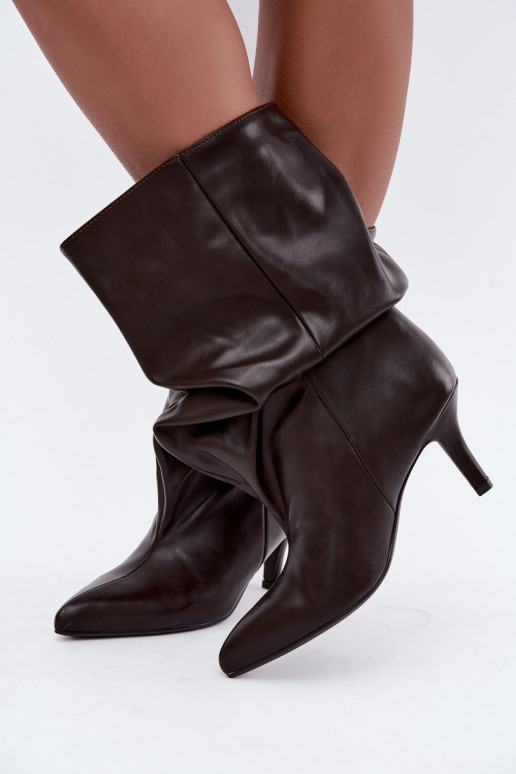 Un modelo convincente Botas de mujer Typu Slouchy con tacones CzekoladoAe Gelra