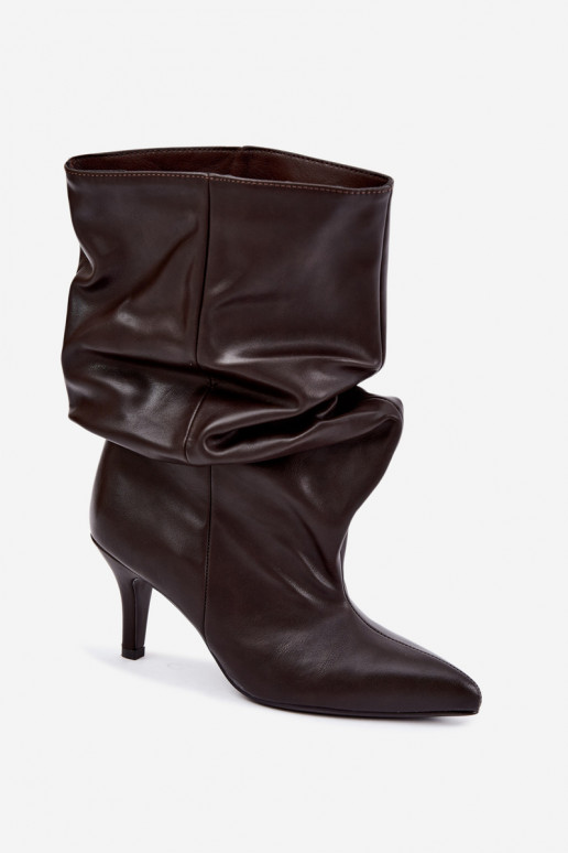 Un modelo convincente Botas de mujer Typu Slouchy con tacones CzekoladoAe Gelra
