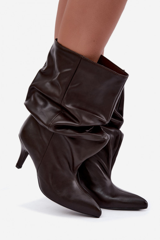 Un modelo convincente Botas de mujer Typu Slouchy con tacones CzekoladoAe Gelra