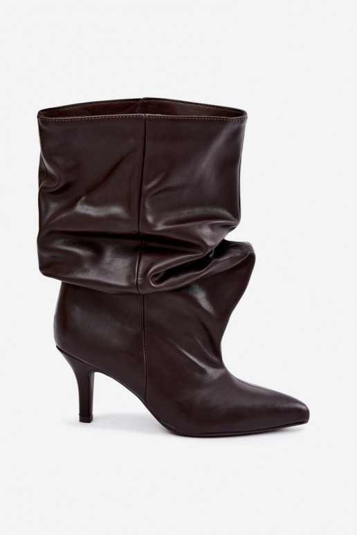 Un modelo convincente Botas de mujer Typu Slouchy con tacones CzekoladoAe Gelra