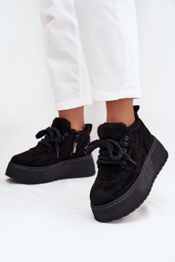 Botas de nieve para mujer en plataforma con pelo en color negro Luma 2